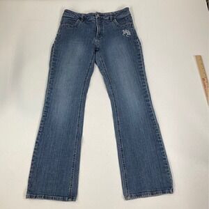 Harley Davidson‎ Flare Jeans Embellished Pockets Denim Blue Size 8